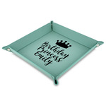 Birthday Princess Faux Leather Dice Tray - 9" x 9"  - Teal (Personalized)