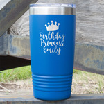 Birthday Princess 20 oz Stainless Steel Tumbler - Royal Blue - Double Sided (Personalized)