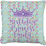 Birthday Princess Faux-Linen Throw Pillow 20" (Personalized)