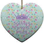 Birthday Princess Heart Ceramic Ornament w/ Name or Text