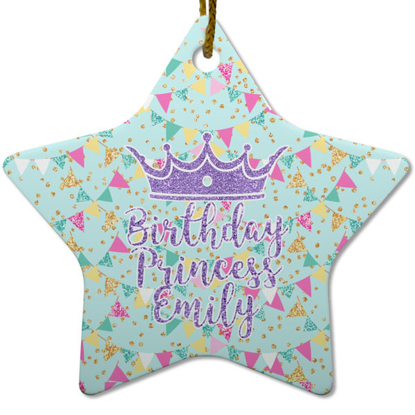 Custom Birthday Princess Star Ceramic Ornament w/ Name or Text