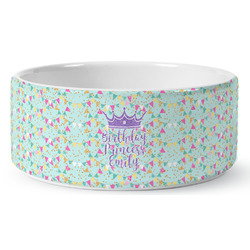Birthday Princess Ceramic Dog Bowl - Medium (Personalized)