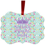 Birthday Princess Metal Frame Ornament - Double Sided w/ Name or Text