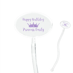 Birthday Princess 7" Oval Plastic Stir Sticks - Clear (Personalized)