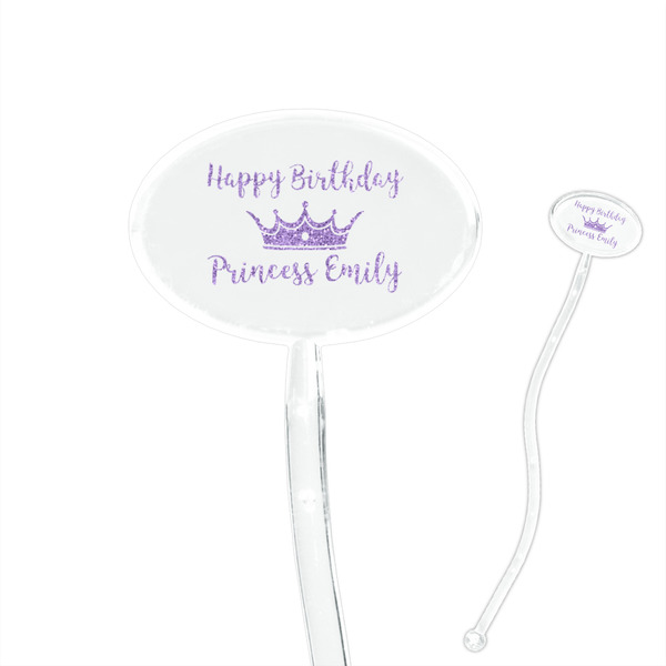 Custom Birthday Princess 7" Oval Plastic Stir Sticks - Clear (Personalized)