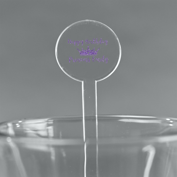 Custom Birthday Princess 7" Round Plastic Stir Sticks - Clear (Personalized)