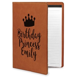 Birthday Princess Leatherette Portfolio with Notepad - Large - Double Sided (Personalized)