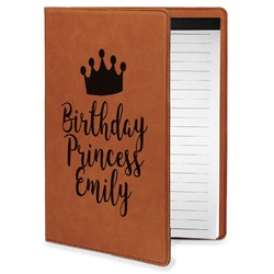 Birthday Princess Leatherette Portfolio with Notepad - Small - Single Sided (Personalized)