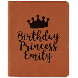 Birthday Princess Leatherette Zipper Portfolio with Notepad - Double Sided (Personalized)