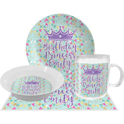 Birthday Princess Dinner Set - Single 4 Pc Setting w/ Name or Text