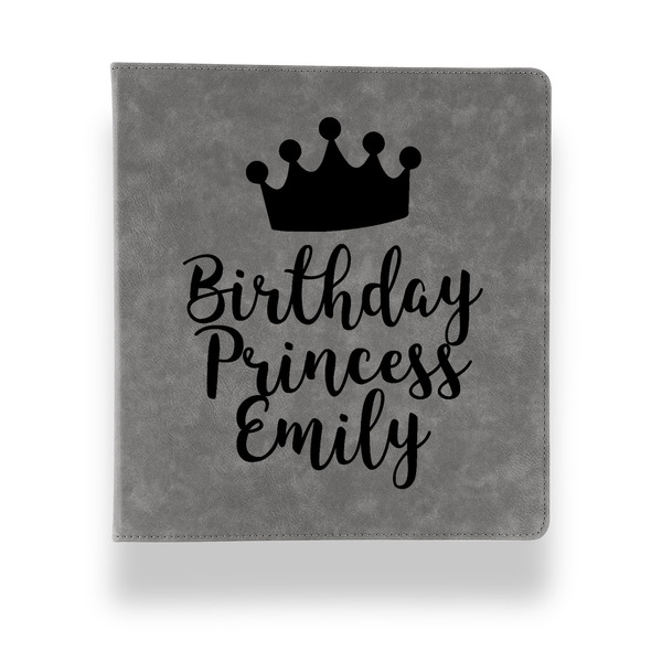 Custom Birthday Princess Leather Binder - 1" - Grey (Personalized)