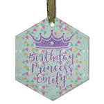 Birthday Princess Flat Glass Ornament - Hexagon w/ Name or Text