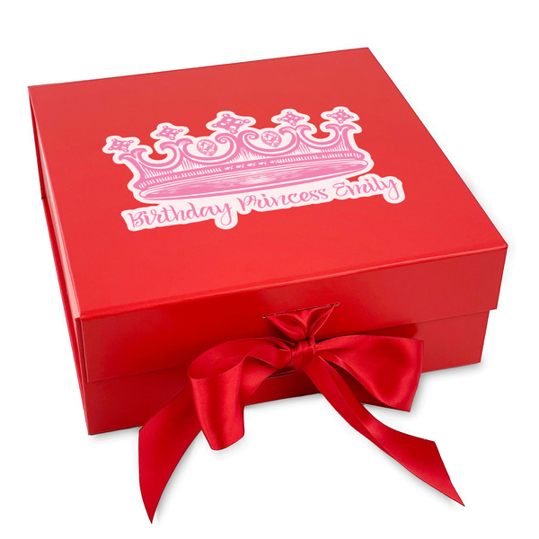 Custom Birthday Princess Gift Box with Magnetic Lid - Red (Personalized)