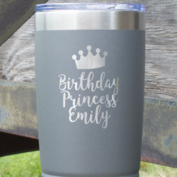 Birthday Princess 20 oz Stainless Steel Tumbler - Grey - Double Sided (Personalized)