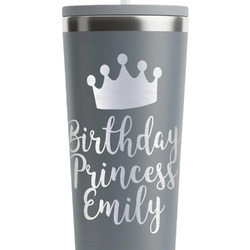 Birthday Princess RTIC Everyday Tumbler with Straw - 28oz - Grey - Double-Sided (Personalized)