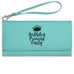 Birthday Princess Ladies Leatherette Wallet - Laser Engraved- Teal (Personalized)