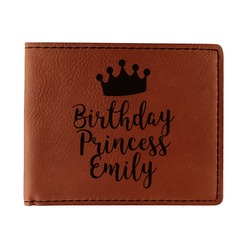 Birthday Princess Leatherette Bifold Wallet - Single Sided (Personalized)