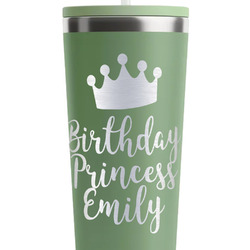 Birthday Princess RTIC Everyday Tumbler with Straw - 28oz - Light Green - Double-Sided (Personalized)