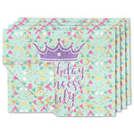 Birthday Princess Double-Sided Linen Placemat - Set of 4 w/ Name or Text