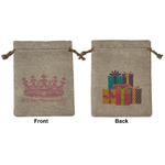 Birthday Princess Medium Burlap Gift Bag - Front & Back (Personalized)