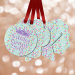 Birthday Princess Metal Ornaments - Double Sided w/ Name or Text