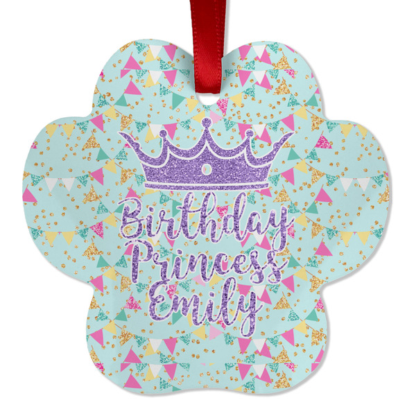 Custom Birthday Princess Metal Paw Ornament - Double Sided w/ Name or Text