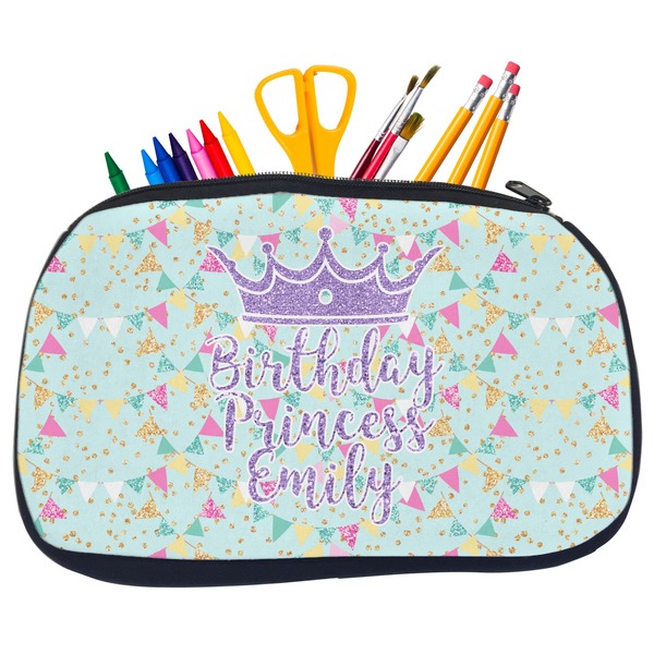 Custom Birthday Princess Neoprene Pencil Case - Medium w/ Name or Text