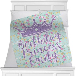 Birthday Princess Minky Blanket - Toddler / Throw - 60"x50" - Single Sided (Personalized)