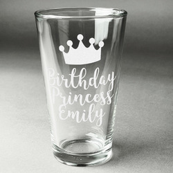 Birthday Princess Pint Glass - Engraved (Single) (Personalized)