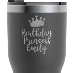 Birthday Princess RTIC Tumbler - Black - Engraved Front & Back (Personalized)