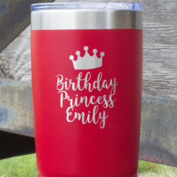 Birthday Princess 20 oz Stainless Steel Tumbler - Red - Single Sided (Personalized)