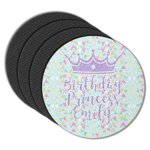 Custom Birthday Princess Round Rubber Backed Coasters - Set of 4 (Personalized)