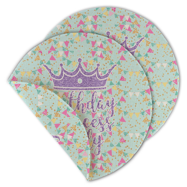 Custom Birthday Princess Round Linen Placemat - Double Sided (Personalized)