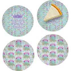 Birthday Princess Set of 4 Glass Appetizer / Dessert Plate 8" (Personalized)