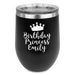 Birthday Princess Stemless Stainless Steel Wine Tumbler - Black - Double Sided (Personalized)