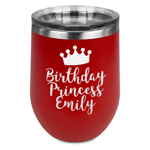 Custom Birthday Princess Stemless Stainless Steel Wine Tumbler - Red - Double Sided (Personalized)