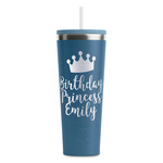 Birthday Princess RTIC Everyday Tumbler with Straw - 28oz - Steel Blue - Double-Sided (Personalized)