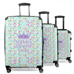 Birthday Princess 3 Piece Luggage Set - 20" Carry On, 24" Medium Checked, 28" Large Checked (Personalized)
