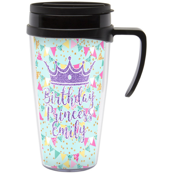 Custom Birthday Princess Acrylic Travel Mug with Handle (Personalized)