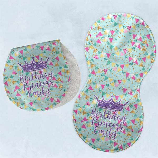 Custom Birthday Princess Burp Pads - Velour - Set of 2 w/ Name or Text