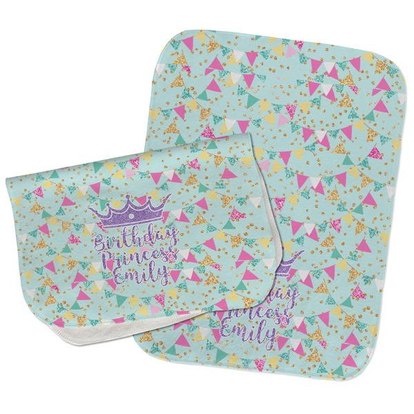 Custom Birthday Princess Burp Cloths - Fleece - Set of 2 w/ Name or Text