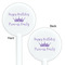 Birthday Princess White Plastic 5.5" Stir Stick - Double Sided - Round - Front & Back