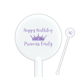 Birthday Princess 5.5" Round Plastic Stir Sticks - White - Double Sided (Personalized)