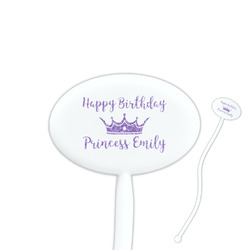 Birthday Princess 7" Oval Plastic Stir Sticks - White - Double Sided (Personalized)