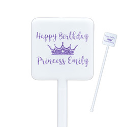 Birthday Princess Square Plastic Stir Sticks - Double Sided (Personalized)