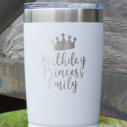 Birthday Princess 20 oz Stainless Steel Tumbler - White - Double Sided (Personalized)