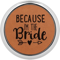 Bride / Wedding Quotes and Sayings Set of 4 Leatherette Round Coasters w/ Silver Edge