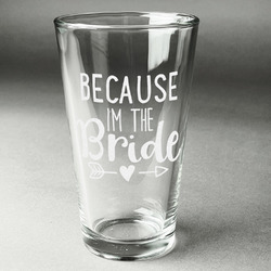 Bride / Wedding Quotes and Sayings Pint Glass - Engraved (Single)