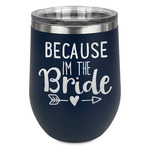 Bride / Wedding Quotes and Sayings Stemless Stainless Steel Wine Tumbler - Navy - Double Sided