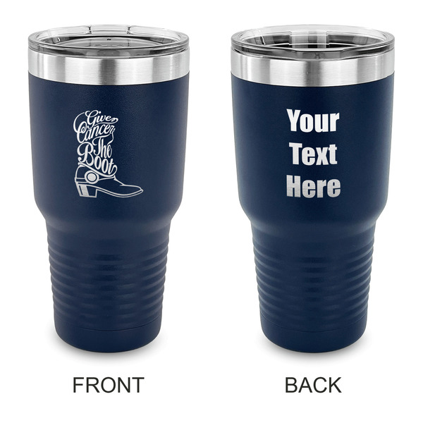 Custom Fighting Cancer Quotes and Sayings 30 oz Stainless Steel Tumbler - Navy - Double Sided